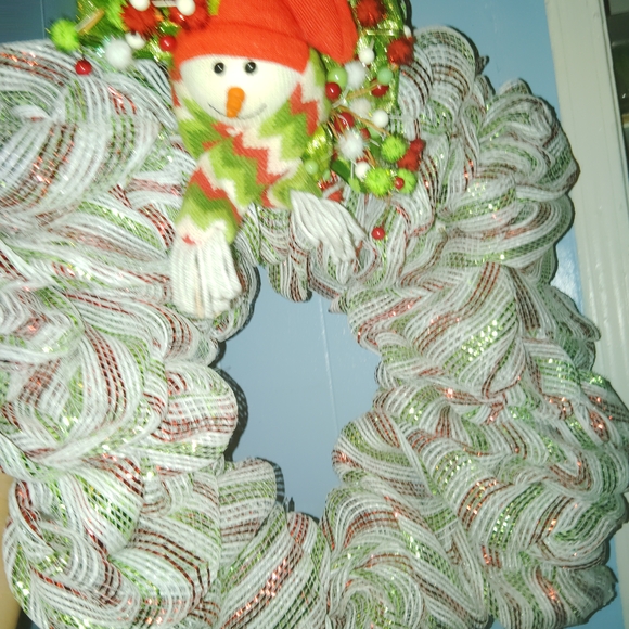 Festive Snowman Holiday Wreath - Picture 1 of 2